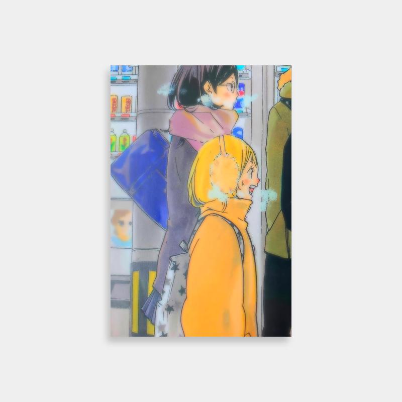 Yachi Hitoka Haikyuu Anime Poster - Two Characters by a Bottle Shelf