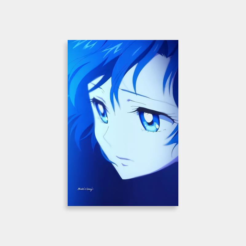 Ami Mizuno Sailor Moon Portrait Poster - Blue Hair Anime Art