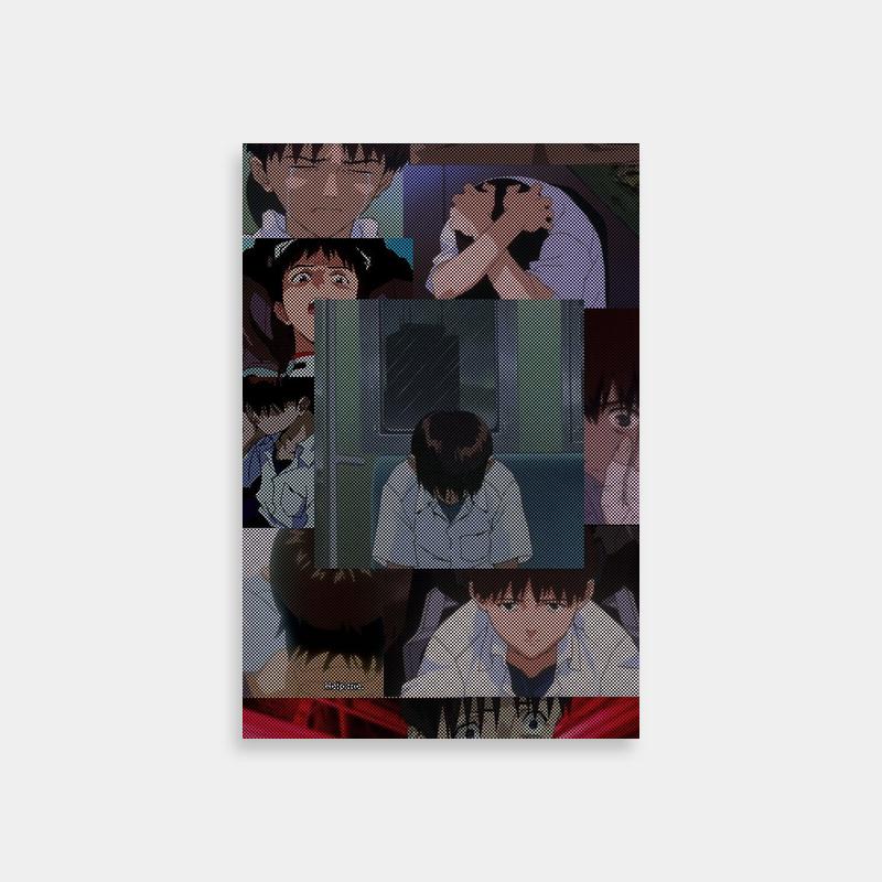 Shinji Ikari Neon Genesis Evangelion Poster - Anime Scene with Multiple Characters