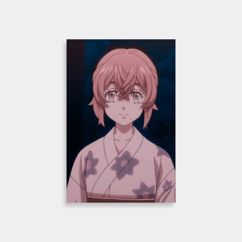 Tokyo Revengers Hinata Tachibana Kimono Poster – Pink Hair & Glasses