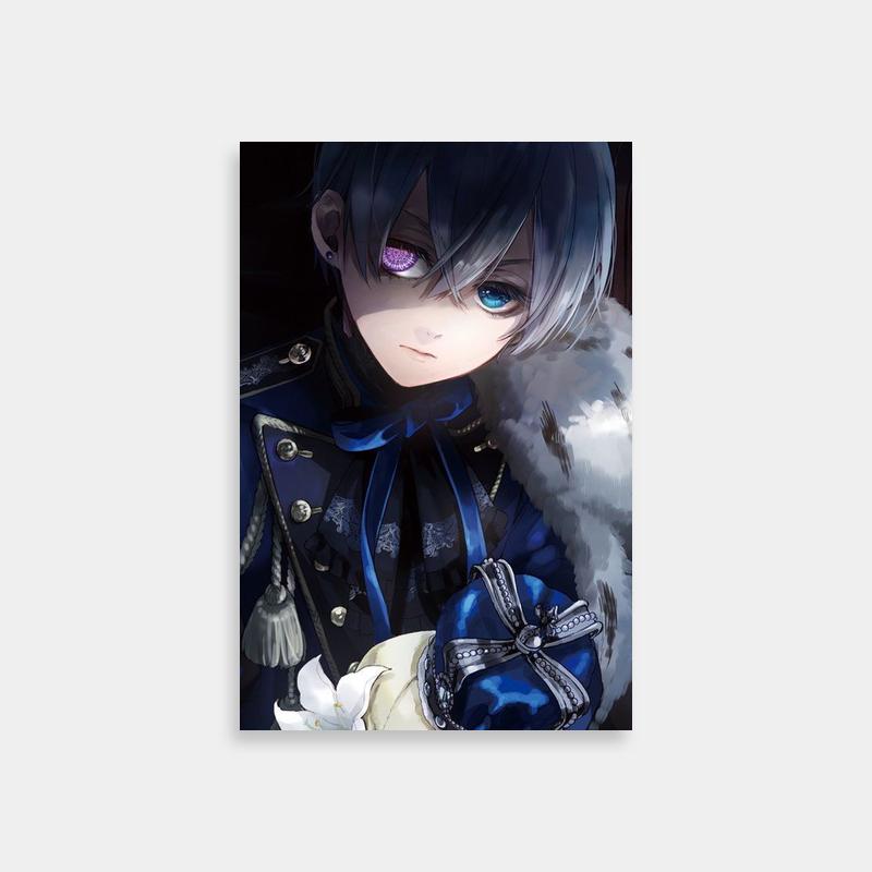 Ciel Phantomhive with Blue Eyes & White Flower - Black Butler Poster