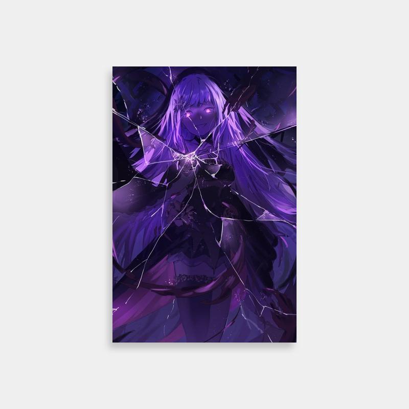 Emilia Re:Zero Lightning Poster - Purple-Haired Anime Character Art