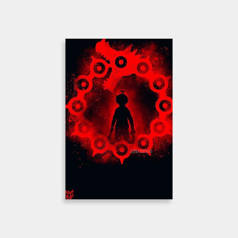 Seven Deadly Sins Meliodas Silhouette Art - Red & Black Background
