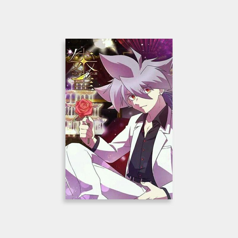 Kai Hiwatari Beyblade Poster - Romantic Anime Character Holding a Rose