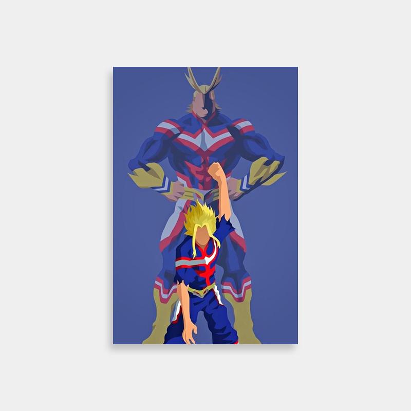 All Might Heroic Pose Poster - My Hero Academia Blue Background Art