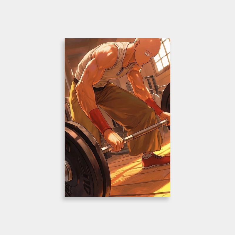 Saitama One Punch Man Training Poster - Anime Wall Decor