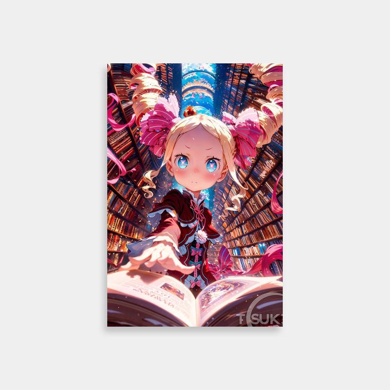 Beatrice Re:Zero Reading Poster - Anime Bookshelf Art