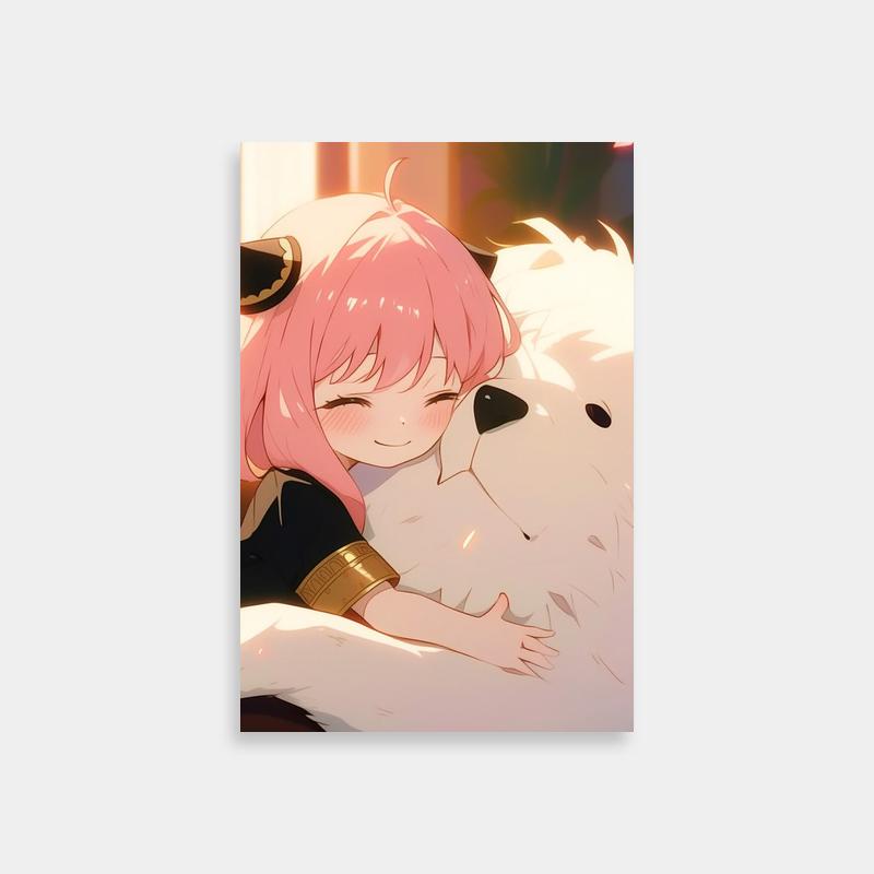 Anya Forger Hugging Bond Poster - Spy x Family Anime Art