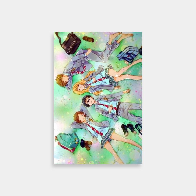 Tsubaki Sawabe Your Lie in April Poster - Anime Characters Laying on Ground