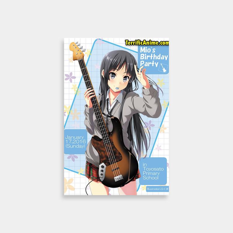 Mio Akiyama K-On Birthday Guitar Poster