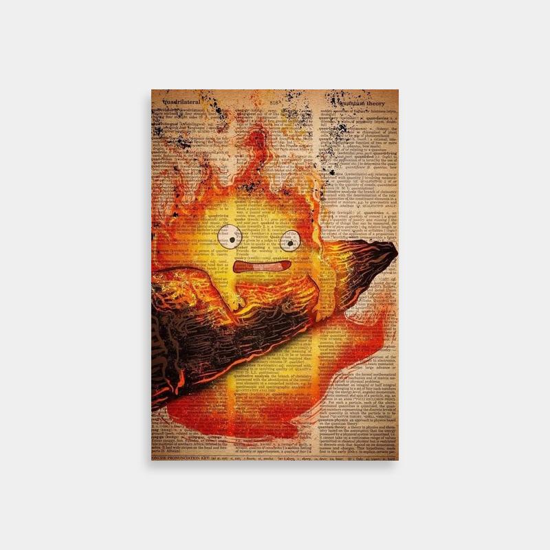 Calcifer Howl's Moving Castle Poster - Fiery Bird Art Print