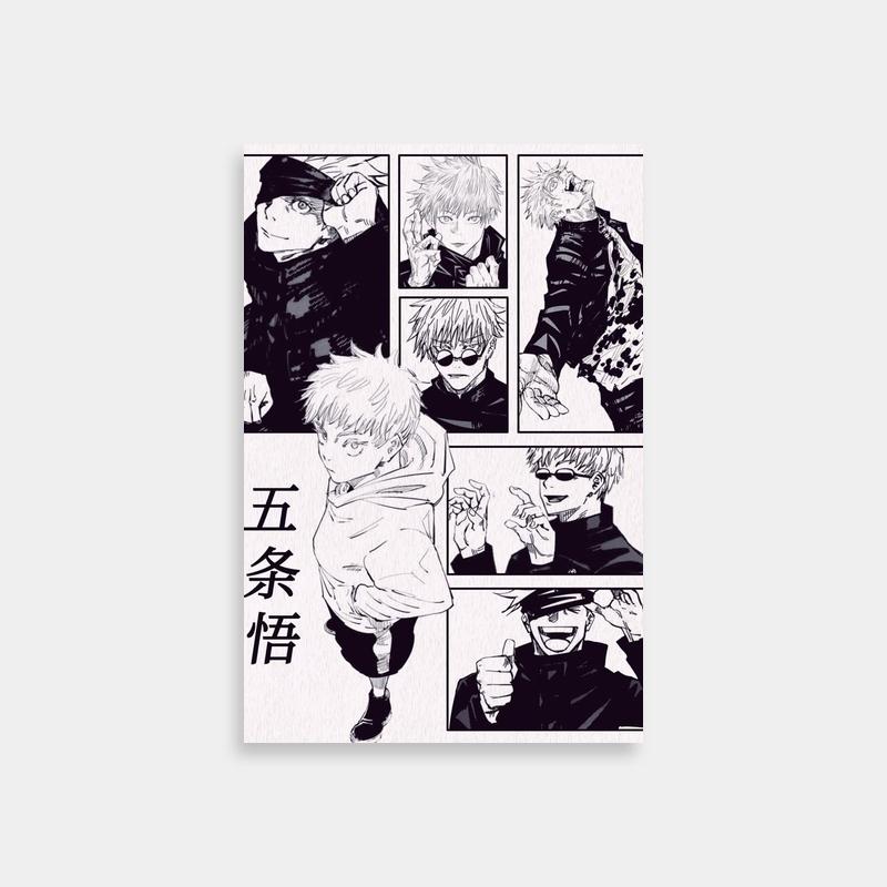 Satoru Gojo Jujutsu Kaisen Multi-Image Poster - Black Hair & Blue Eyes