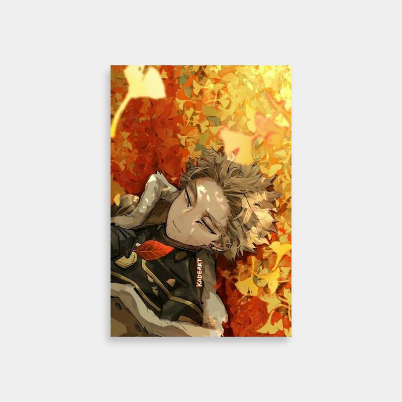 Hawks My Hero Academia Print - Laying on Autumn Leaves