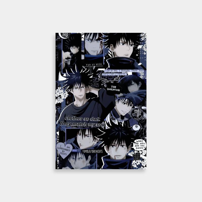Megumi Fushiguro Jujutsu Kaisen Anime Poster - Black Hair & Blue Eyes