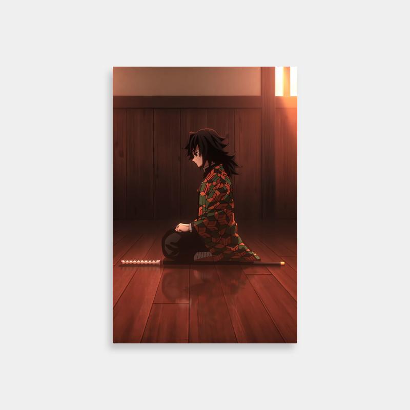 Giyu Tomioka Demon Slayer Poster - Anime Character in Wooden Room