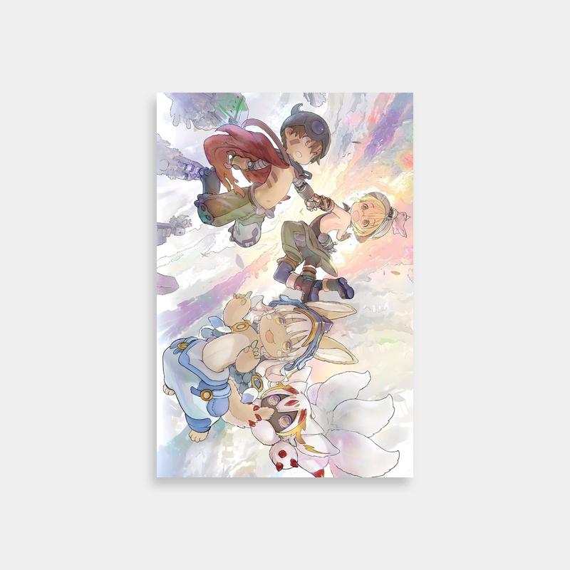 Made in Abyss Action Poster - Flying Anime Characters Art