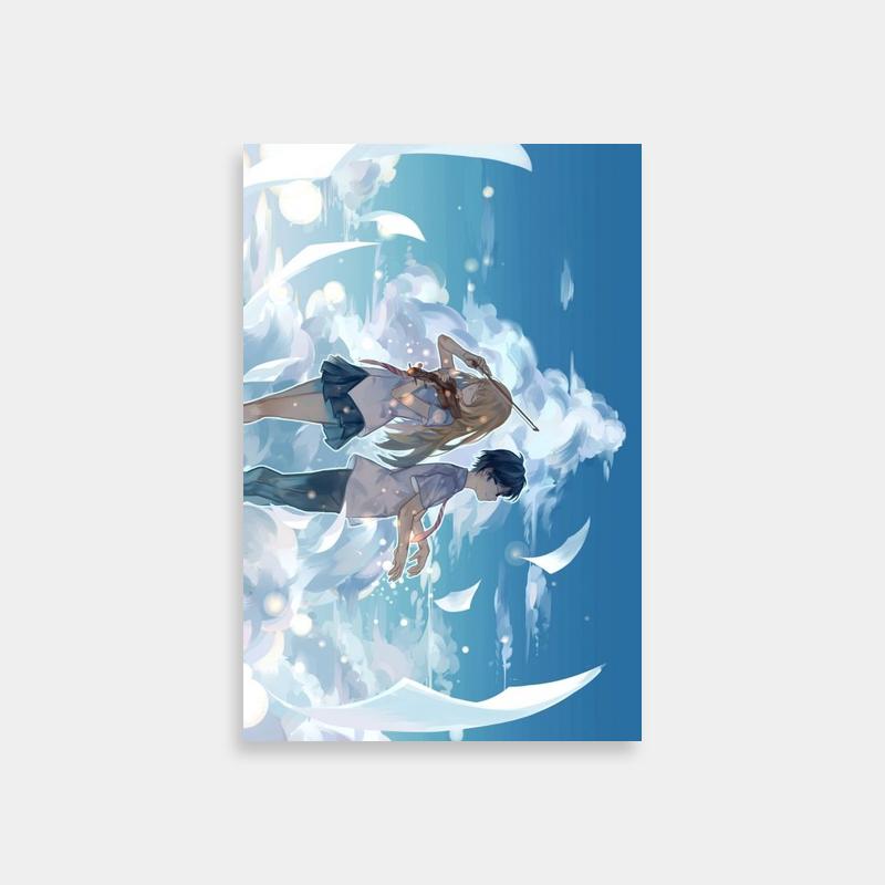 Your Lie in April Floating Anime Characters Poster - Cloud & Umbrella Art