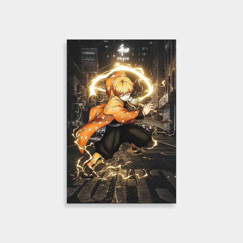 Zenitsu Agatsuma Jumping Action Anime Poster