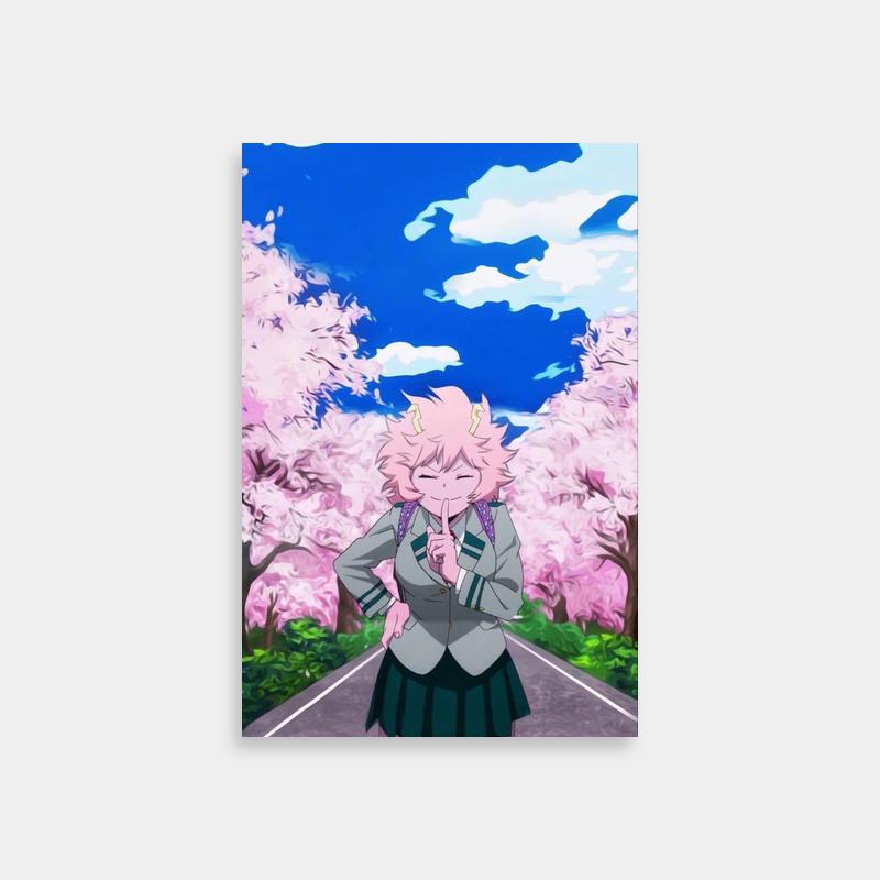Mina Ashido My Hero Academia Art Print - Pink Hair Anime Character in Nature