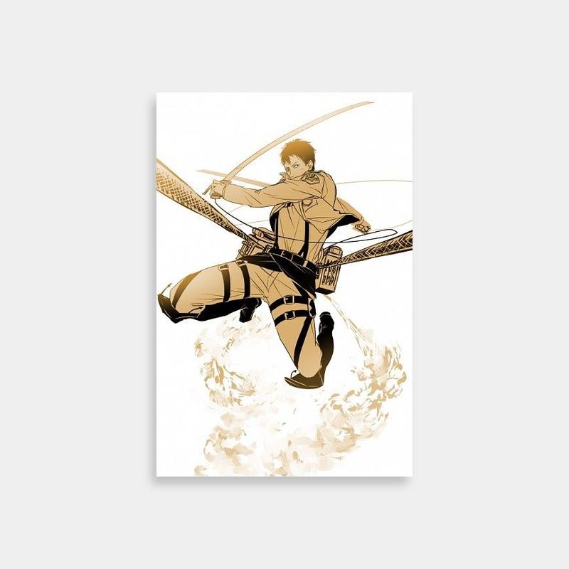Bertholdt Hoover Attack on Titan Poster - Flying with Dual Swords