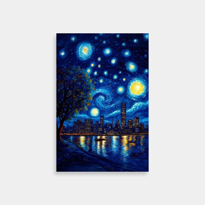 Witch of the Waste Howl's Moving Castle Night Sky Art - City Lights Reflection