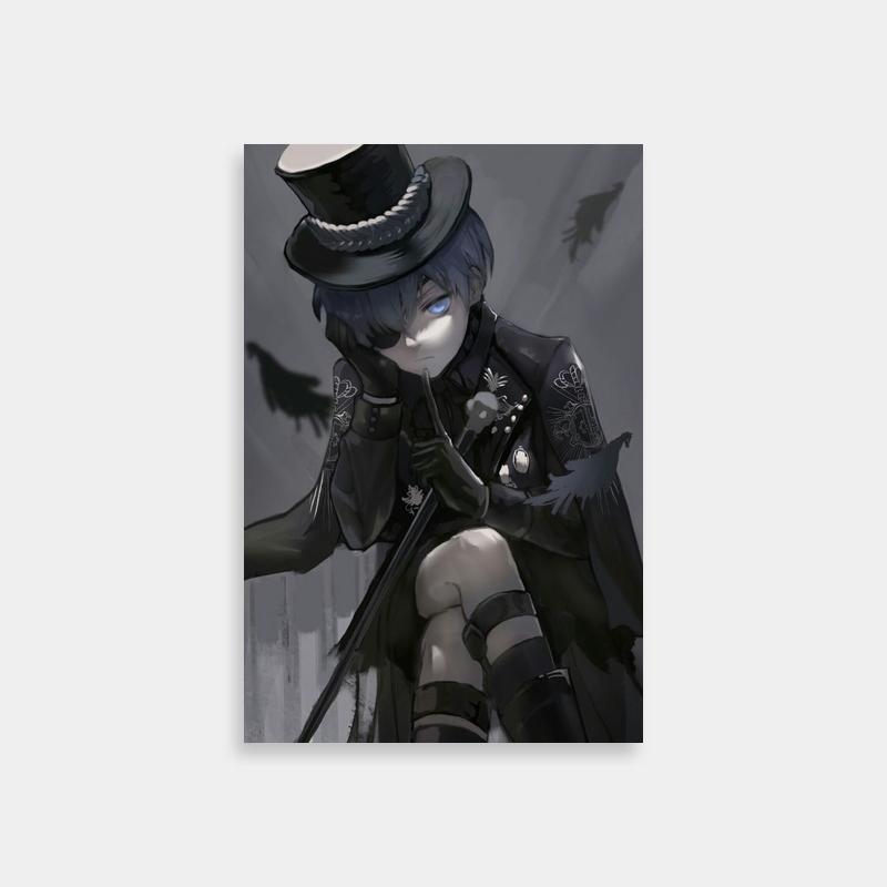 Ciel Phantomhive Black Butler Wall Art - Elegant Woman in Top Hat Poster