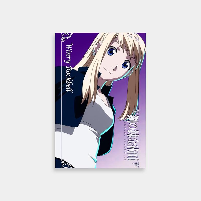 Winry Rockbell Fullmetal Alchemist Poster - Blonde Anime Character on Purple Background