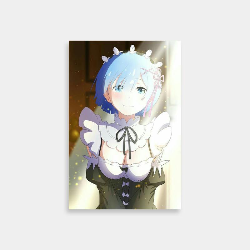 Rem Re:Zero Anime Poster - Blue Haired Character in Black Dress
