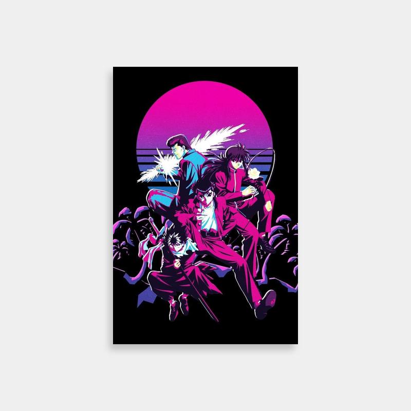 Hiei Yu Yu Hakusho Anime Wall Art - Characters in Front of the Sun