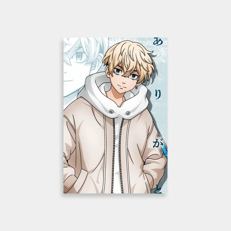 Chifuyu Matsuno Tokyo Revengers Poster - Blonde Anime Character in White Hoodie