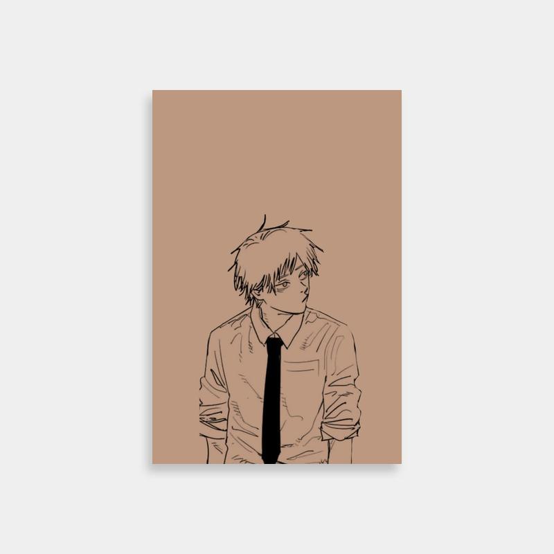 Denji Sitting with Tie Art Print - Chainsaw Man Character Poster