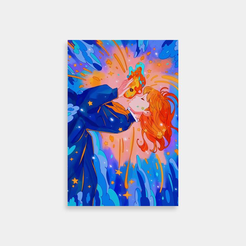Howl's Moving Castle Romantic Art - Calcifer Background Poster