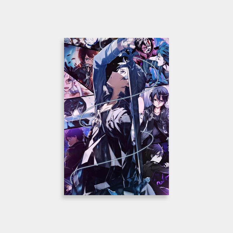 Kirito Sword Art Online Poster - Colorful Anime Character Collage
