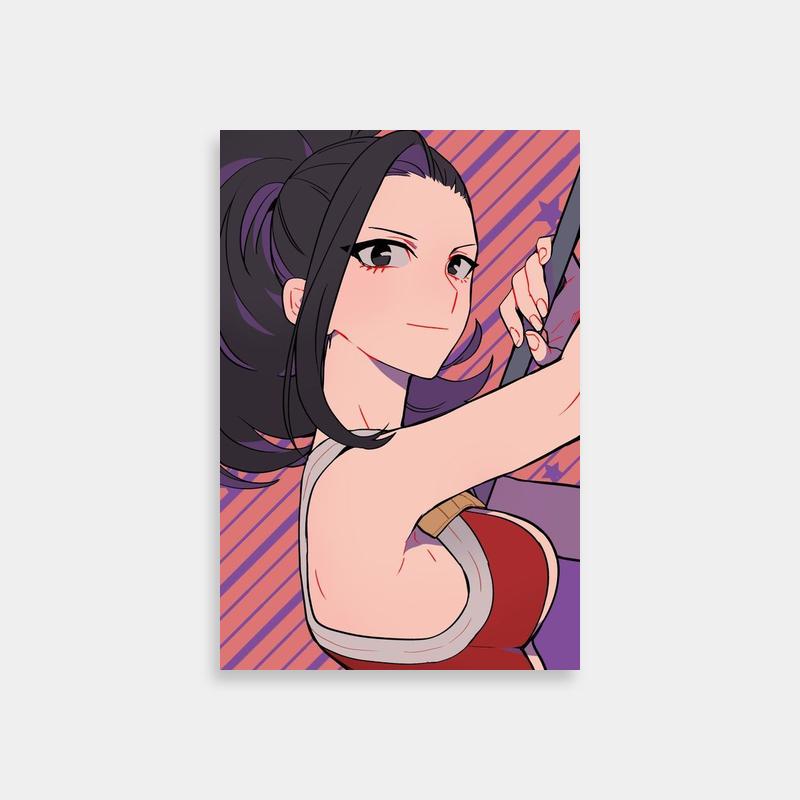 Intense Momo Yaoyorozu Poster - Knife-Wielding Art