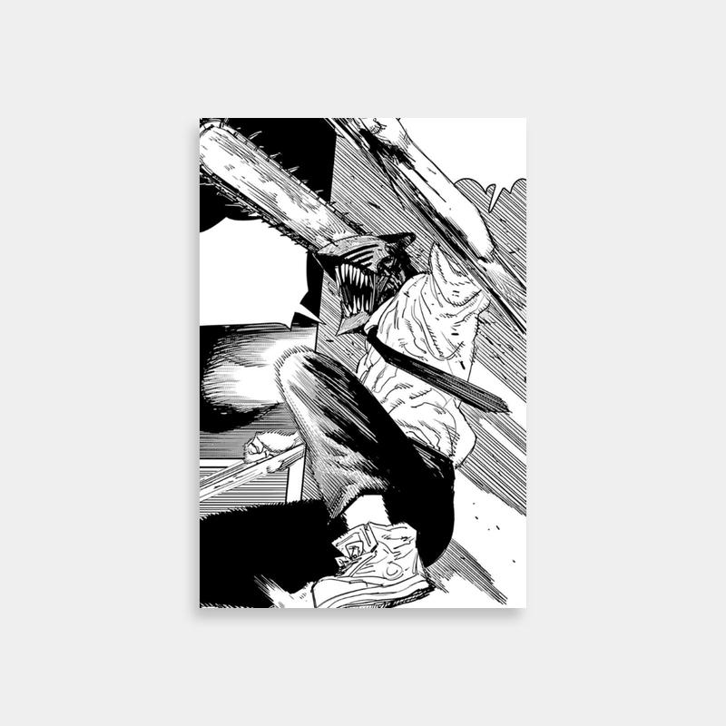 Denji Chainsaw Man Black & White Skateboard Art