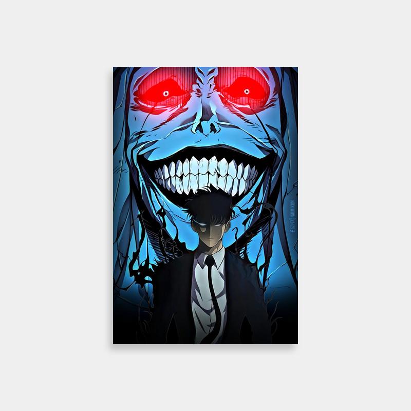 Solo Leveling Iron Poster - Creepy Anime Character Art