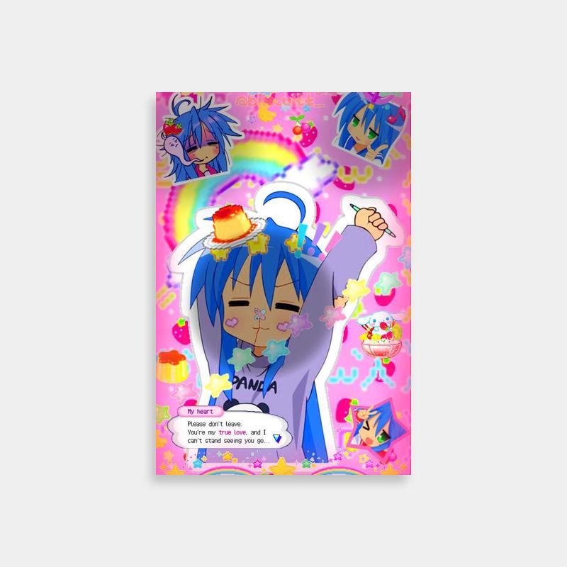 Konata Izumi Lucky Star Poster - Pink Background Anime Art