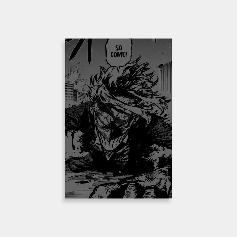All Might My Hero Academia Poster - Black and White Flames Art