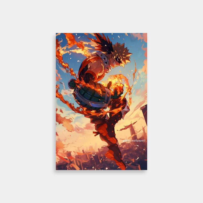 Katsuki Bakugo My Hero Academia Poster - Fiery Action Scene