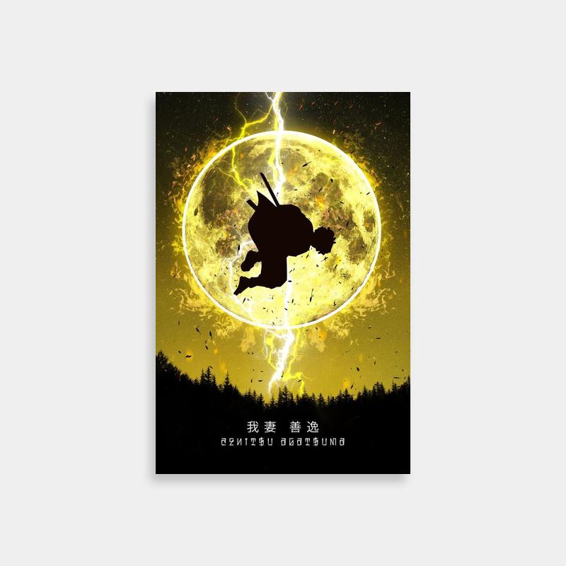 Zenitsu Agatsuma Demon Slayer Wall Art - Moonlit Silhouette Poster