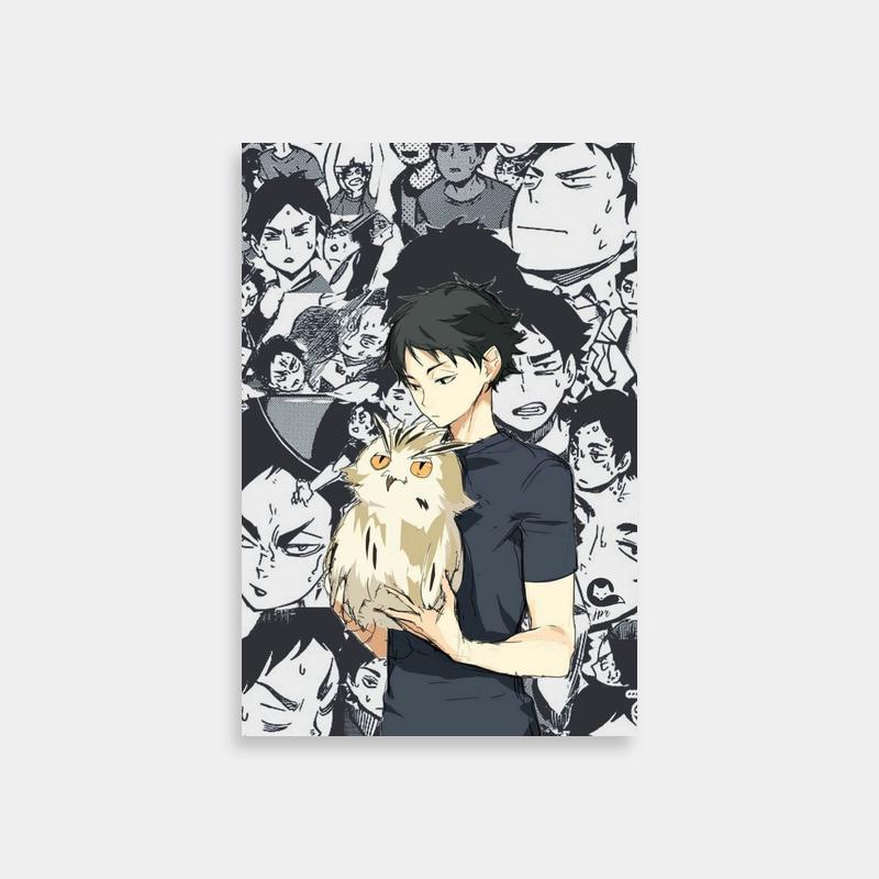 Akaashi Keiji Haikyuu Poster - Owl & Crowd Anime Art