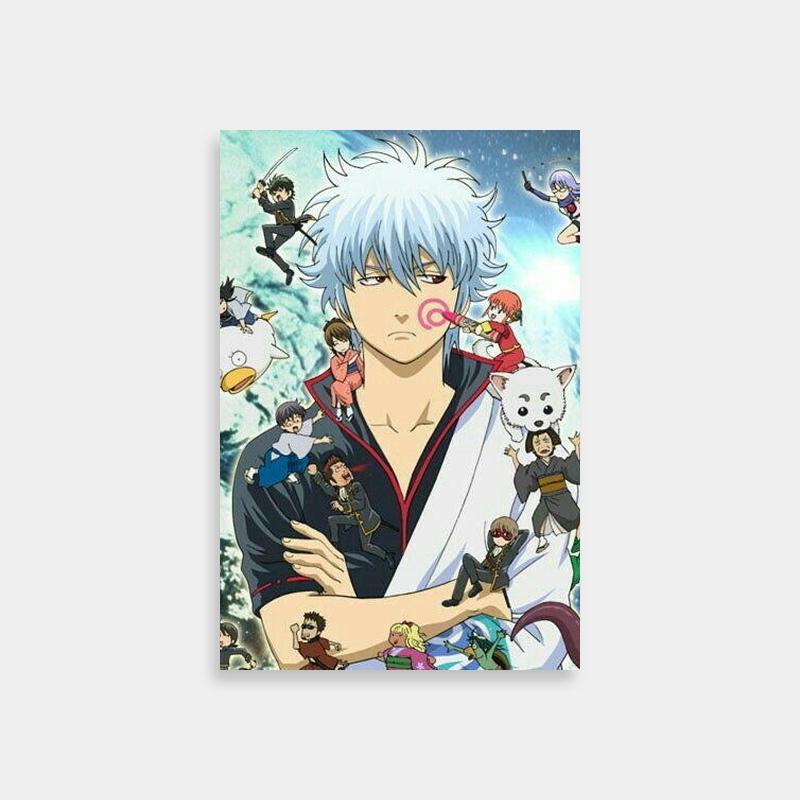Shinpachi Shimura Gintama Anime Poster - White-Haired Character Group