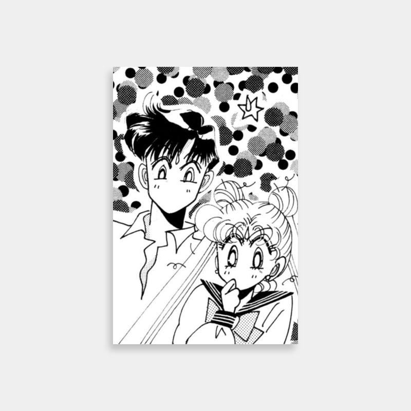 Mamoru Chiba Black and White Poster - Sailor Moon Anime Art