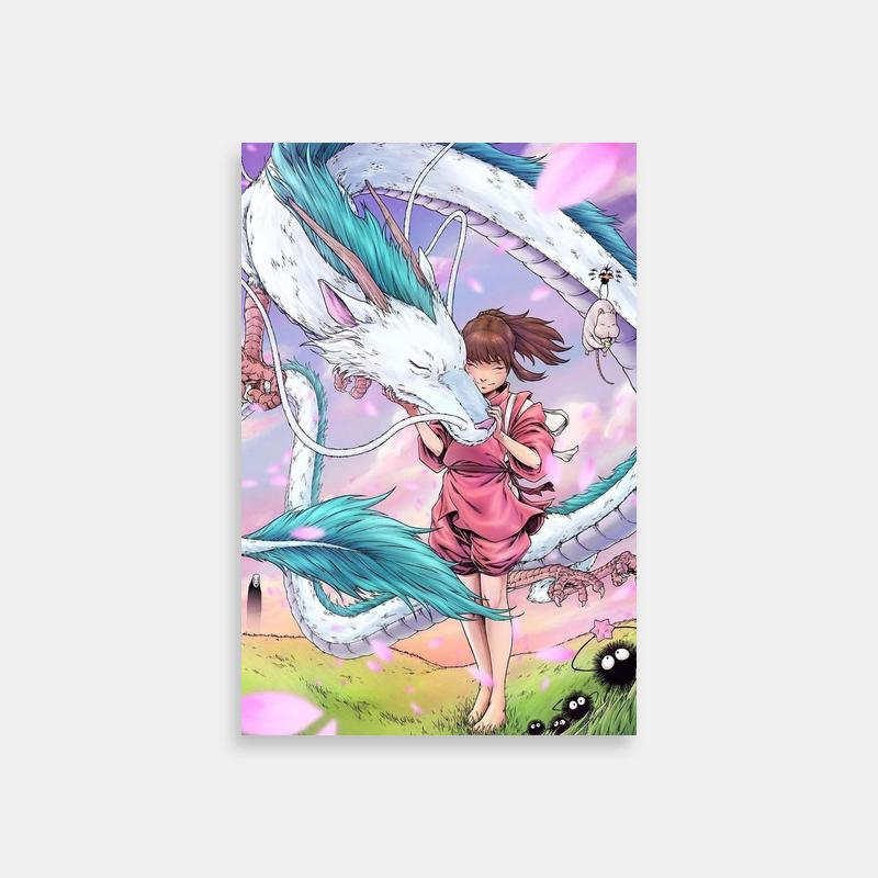 Chihiro Ogino & Dragon Emotional Moment – Spirited Away Poster