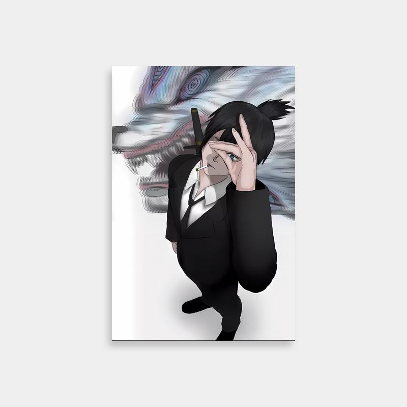 Aki Hayakawa Chainsaw Man Art Print - Suit & Wolf Scene