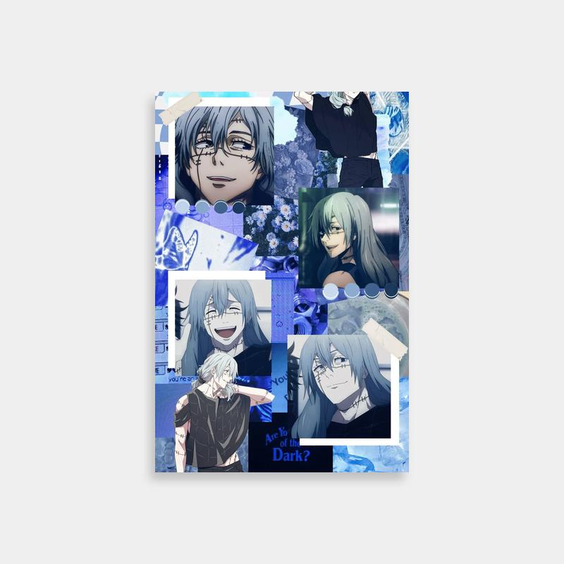 Mahito Jujutsu Kaisen Collage Poster - Blue Eyes & Black Hair