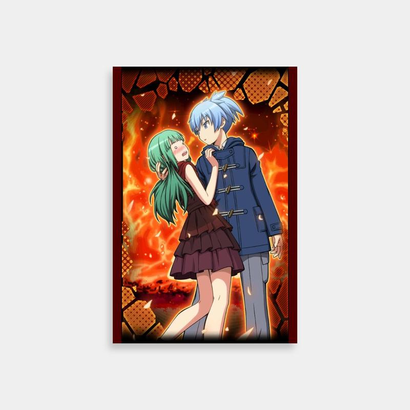 Kaede Kayano Assassination Classroom Poster - Fiery Red Background Art