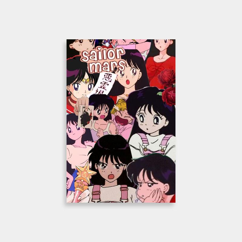 Sailor Mars Group Poster - Rei Hino & Friends Anime Art