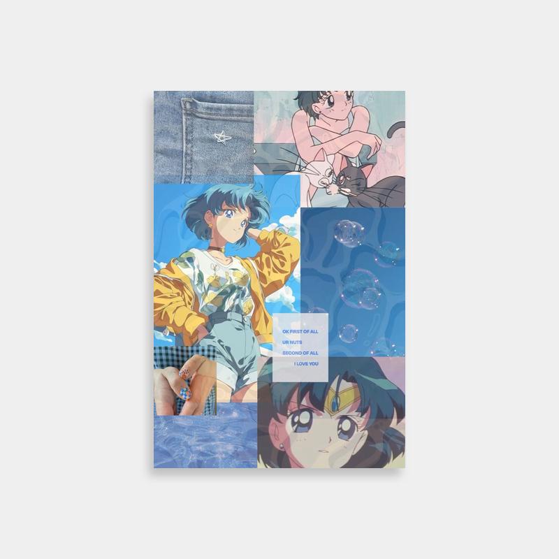 Ami Mizuno Sailor Moon Anime Collage Poster