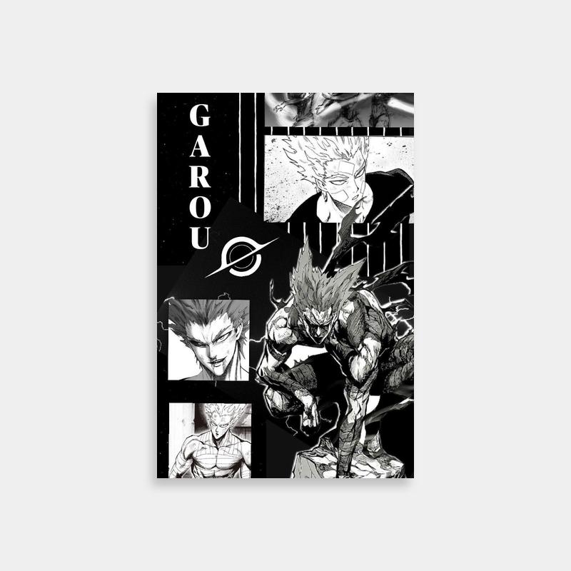 Garou One Punch Man Gargo Art Poster - Black & White Anime Design
